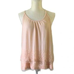 Ann Taylor LOFT Beaded Pale Dusty Peach Camisole Tank - Size S